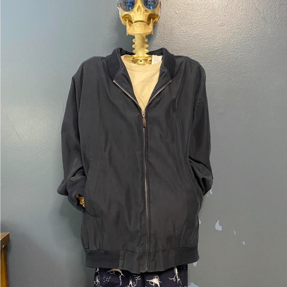Men's Navy Suede Bomber Jacket
